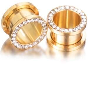 ❗NWT Gold BLING Plug Set In 00G! (10MM)❗